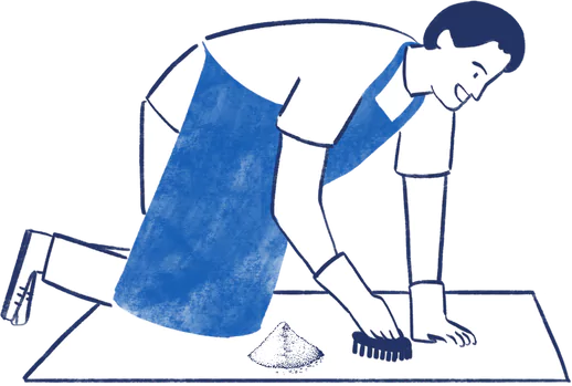 Illustration of cleaning carpets with salt