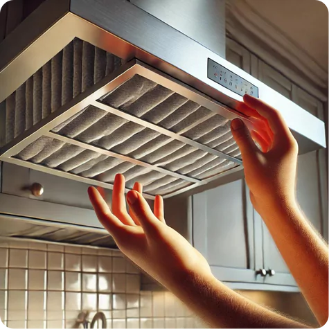 خطوة إزالة فلتر شفاط المطبخ من أجل تنظيفه